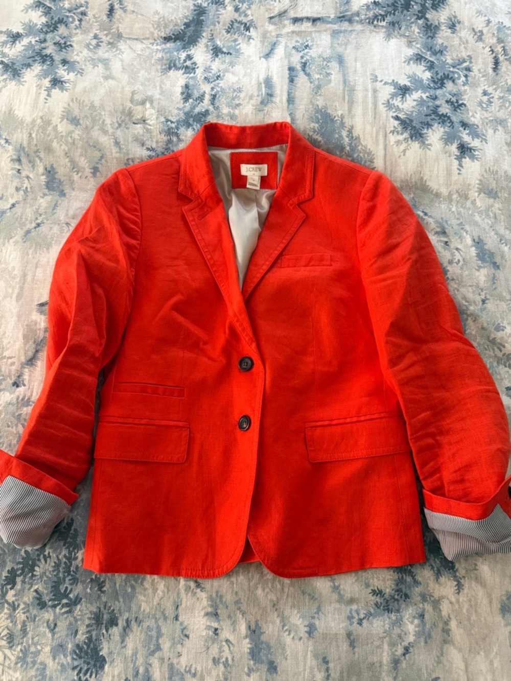 J. Crew Orange Linen Two-Button Blazer